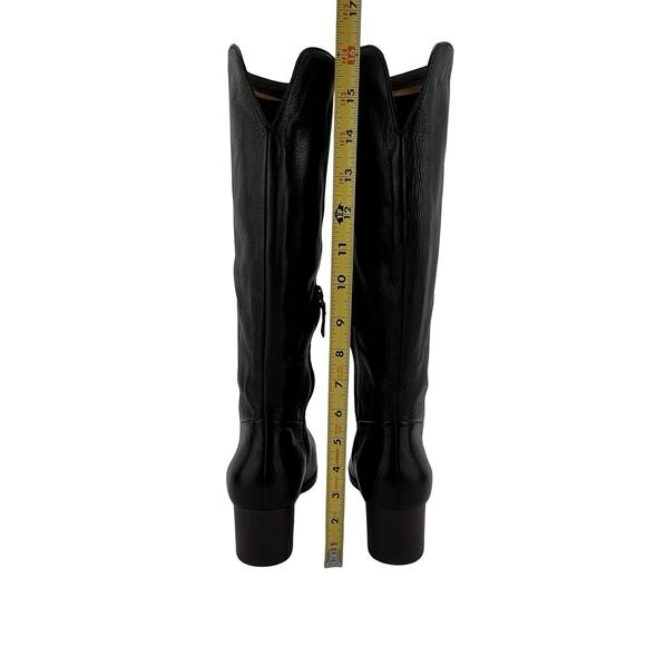 Johnston & Murphy Black Leather Knee-High Boots – Sleek Toe, V-Cut, Size 7M - Picture 3 of 13